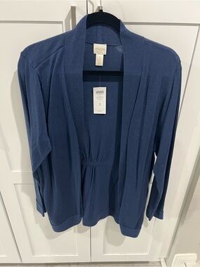 Chico's Twilight Blue Open-Front Lightweight Cardigan